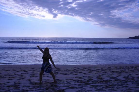 Fim de tarde bem gostoso na praia de Zicatela, em Puerto Escondido, na costa de Oaxaca, no litoral Pacífico do México